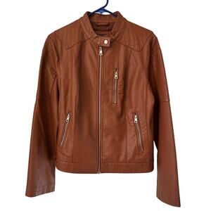 NWT Levi's  Faux Vegan Leather Motocross Racer Jacket Camel Brown Latte Large